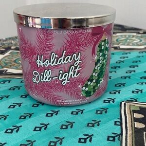 Bath & Body Works Holiday Dill-ight Candle - Pink and Green